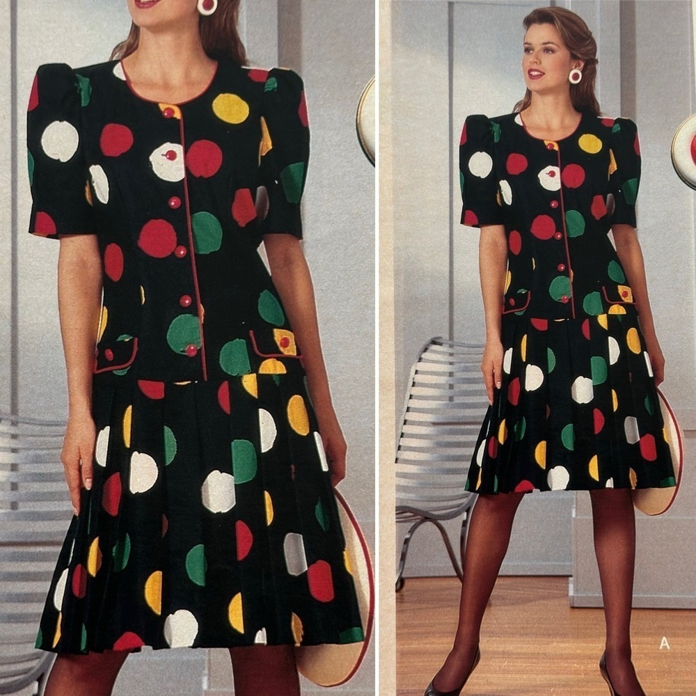 Vintage 90s Romper One-Piece Skort Black Polka Dot Size L/XL Bright Loud - Picture 12 of 12